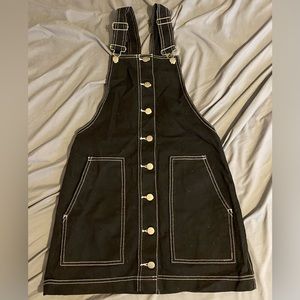 Overall dress with white stitching and buttons